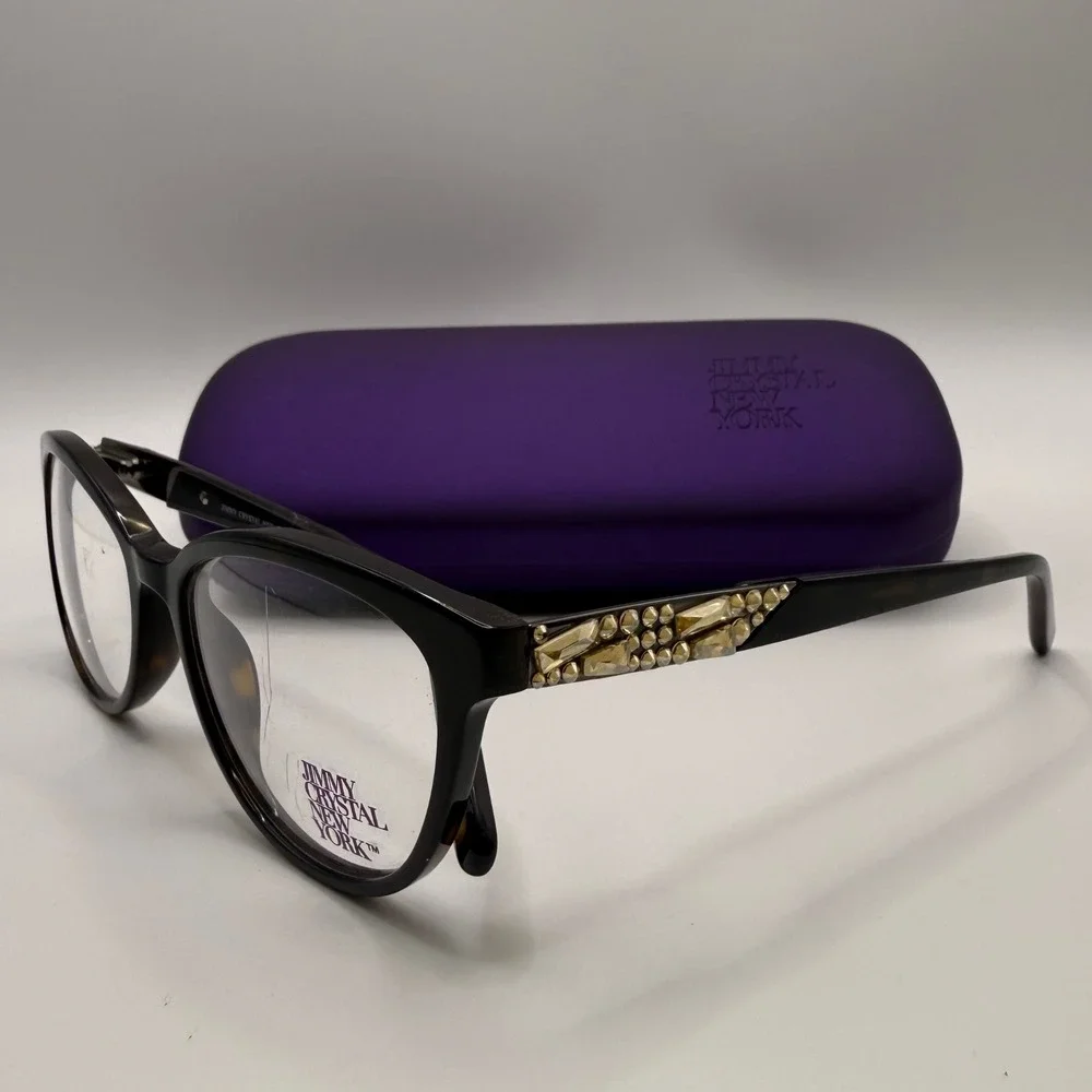 NEW JIMMY‎ CRYSTAL Parnassus Tortoise Womens Semi Cat Eye Eyeglasses 53-17-135